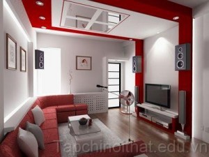 Màu đỏ xu hướng nội thất phòng khách ấn tượng