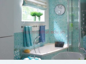 Ý tưởng thiết kế phòng tắm màu xanh ngọc